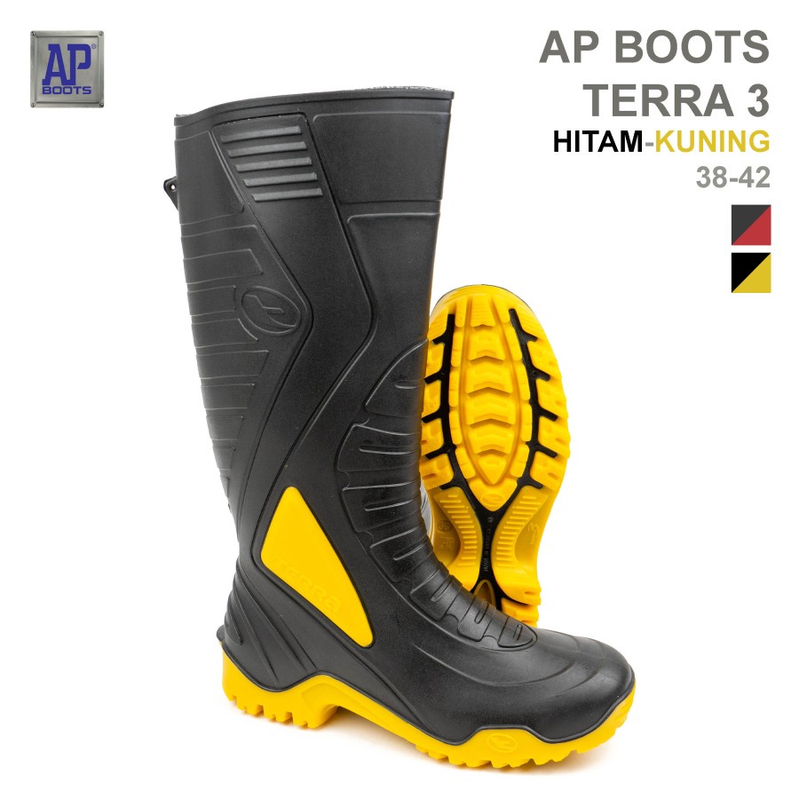 Jual Ap Boots Ap Terra Hitam Kuning Sepatu Boot Pvc Shopee Indonesia