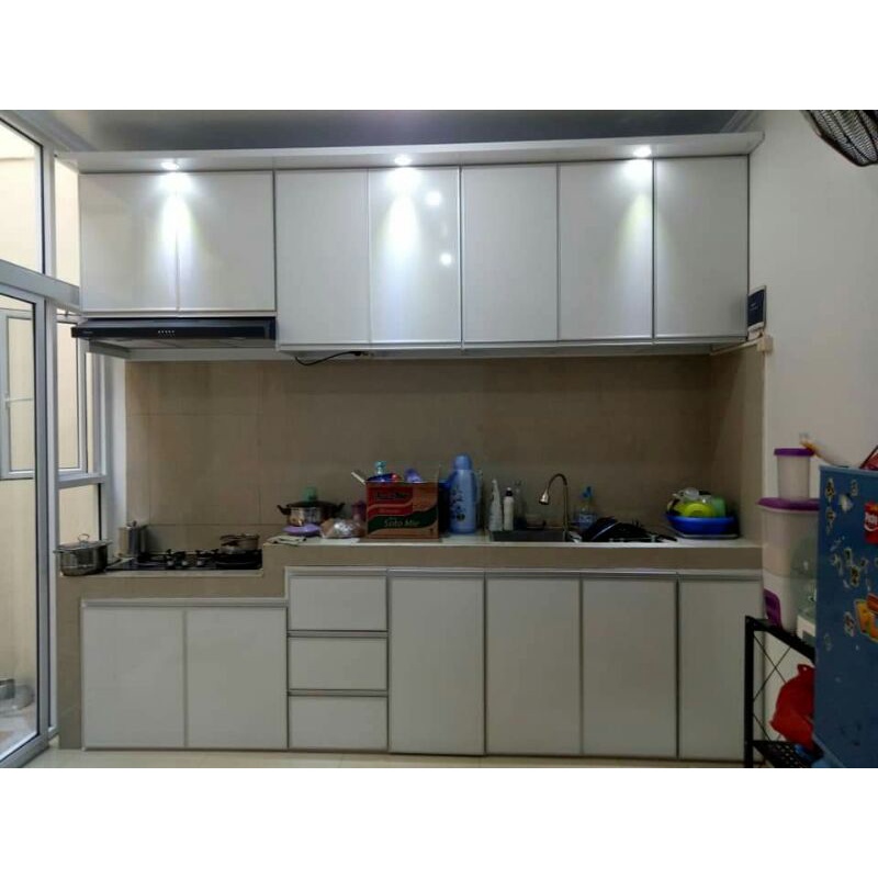 Jual Kitchen Set Aluminium Minimalis premium modern custom, rangka full