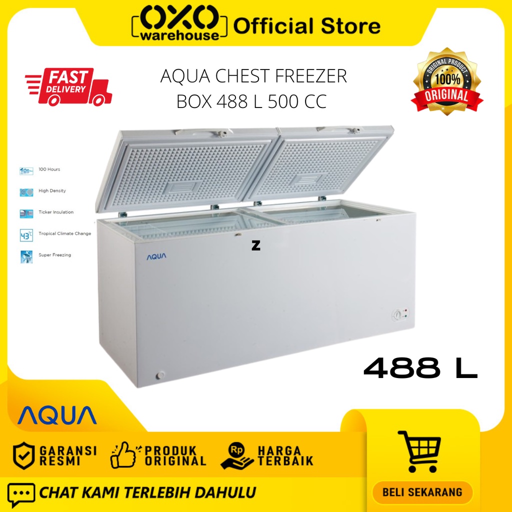 Jual AQUA Chest Frezeer 488 L AQF 500 GC Lemari Es Low Watt Garansi ...