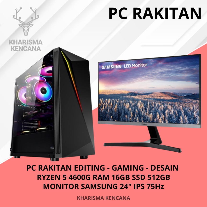 Gaming PC Ryzen 5 4600G HP 22 LED 250GB SSD & 16GB RAM Price in