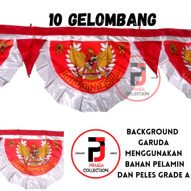 Jual BENDERA BACKGROUND GARUDA CANTIK BENDERA MERAH PUTIH 10 GELOMBANG ...