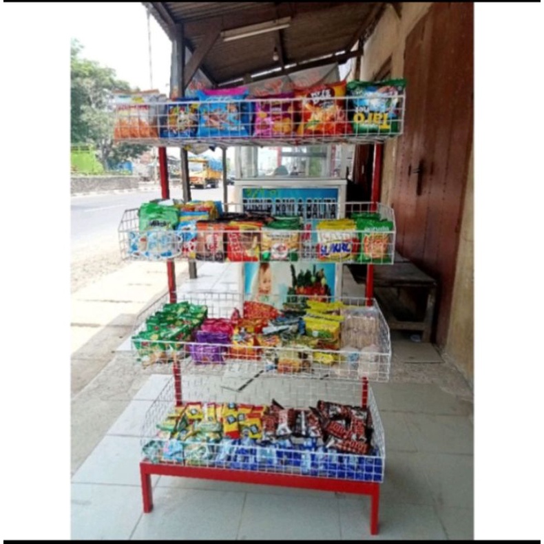 Jual RAK WARUNG SNACK CIKI UKURAN LEBIH BESAR SERBAGUNA MURAH 4 SUSUN ...