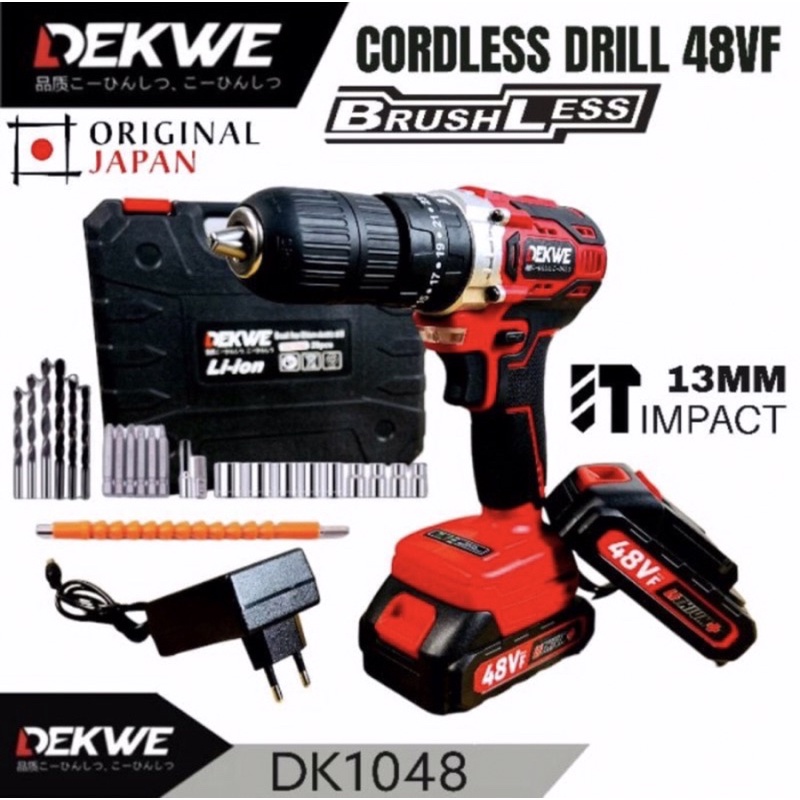 Jual Mesin Bor Cordless V Mm Impact Drill Merk Dekwe Dk Batrei