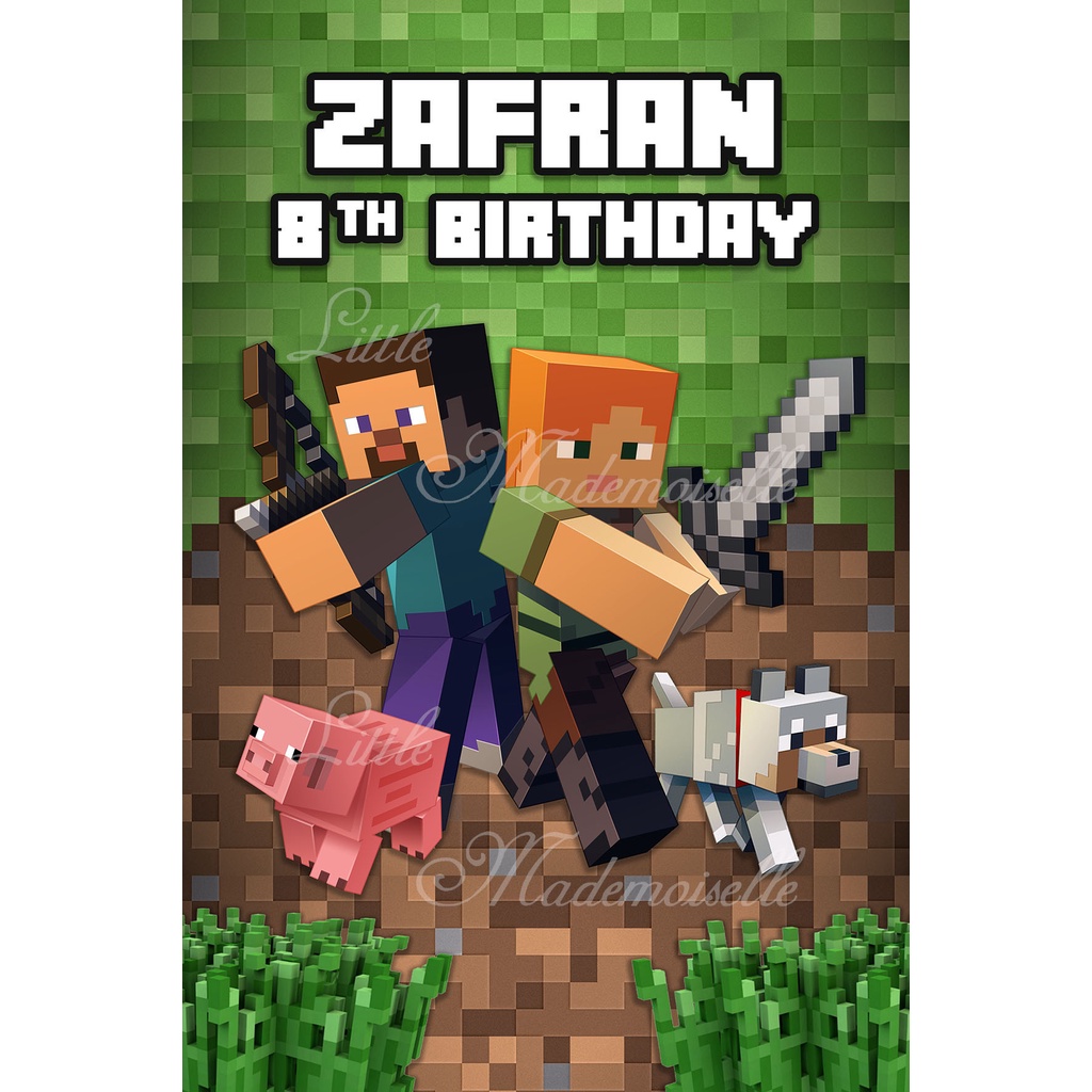 Jual Backdrop Banner Party Minecraft | Shopee Indonesia