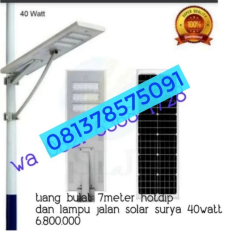 Jual Tiang Bulat 7 Meter Hotdip Dan Lampu Jalan Solar 40 Watt. | Shopee ...