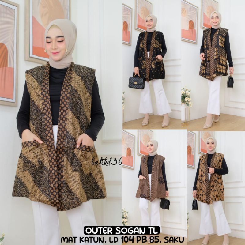 Jual Vest Outer Saku Batik Sogan Etnik Kekinian Sogan Baju Luar Wanita ...