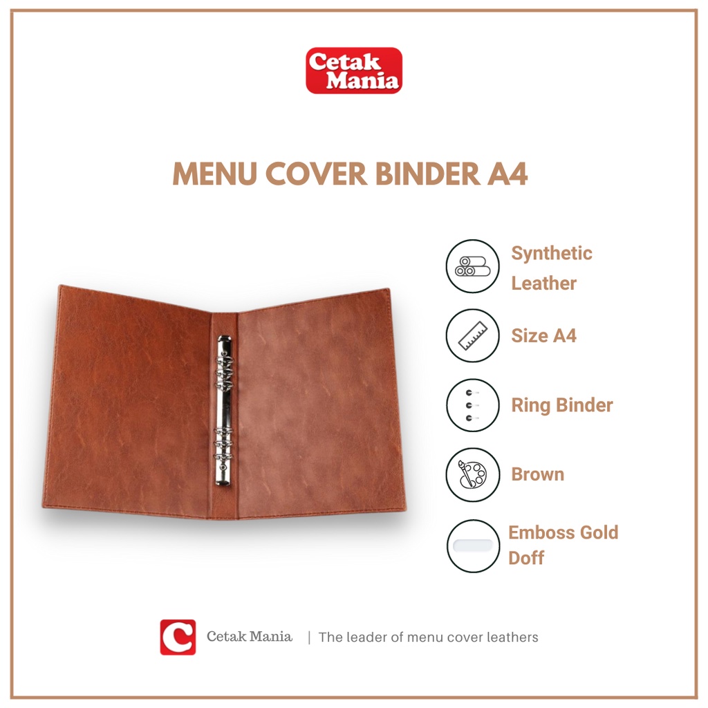 Jual Buku Menu Kulit Restoran Cafe Hotel Model Ring Binder Lubang 6 Ukuran A4 Warna Coklat Dan 3765