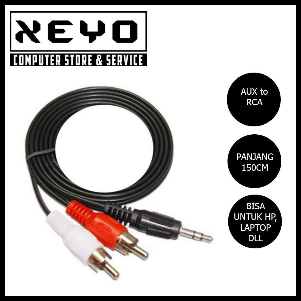Jual kabel Audio Jack 3.5mm AUX Stereo to RCA Male Audio Cable 1.5m ...