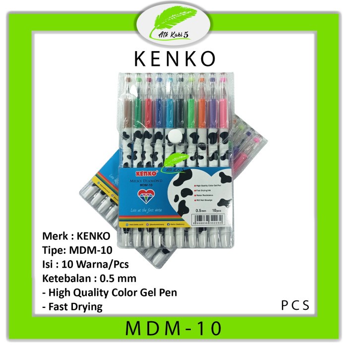 Jual KENKO - Gel Pen Milky Diamond MDM-10 Color - Set | Shopee Indonesia