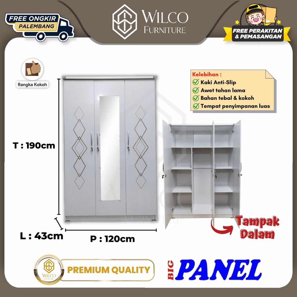 Jual Lemari Pakaian Pintu Big Panel Lemari Baju Lpc Kl Viro White Shopee Indonesia