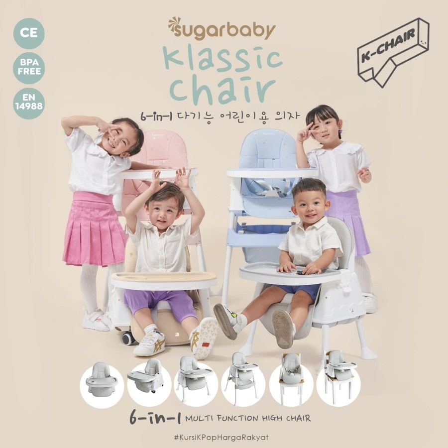 Jual Sugar Baby Klassic Chair High Chair 6in1 Kursi Makan Bayi
