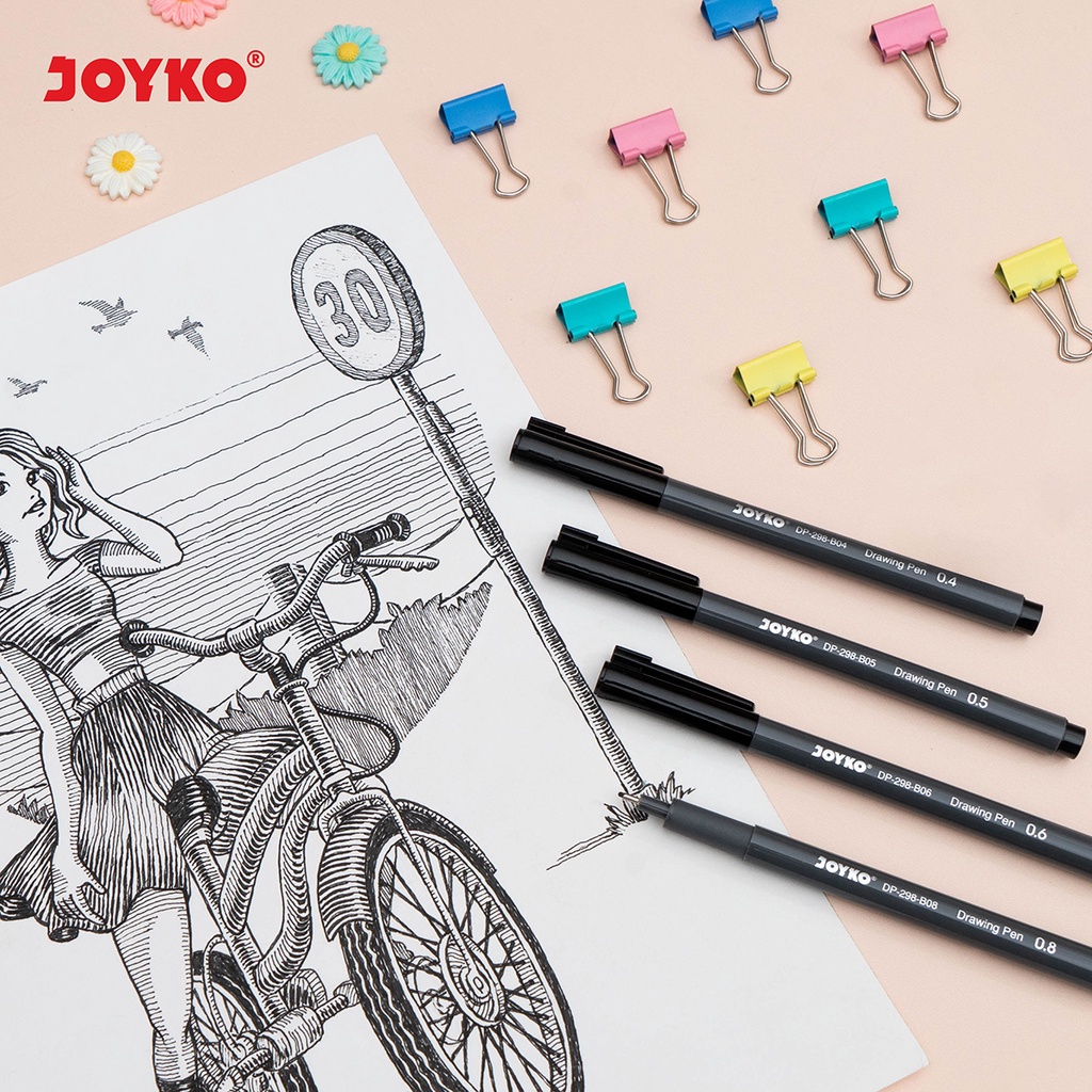 Drawing Pen Pena Gambar Joyko DP-298 1 Pcs Waterproof Pigment Ink (7)