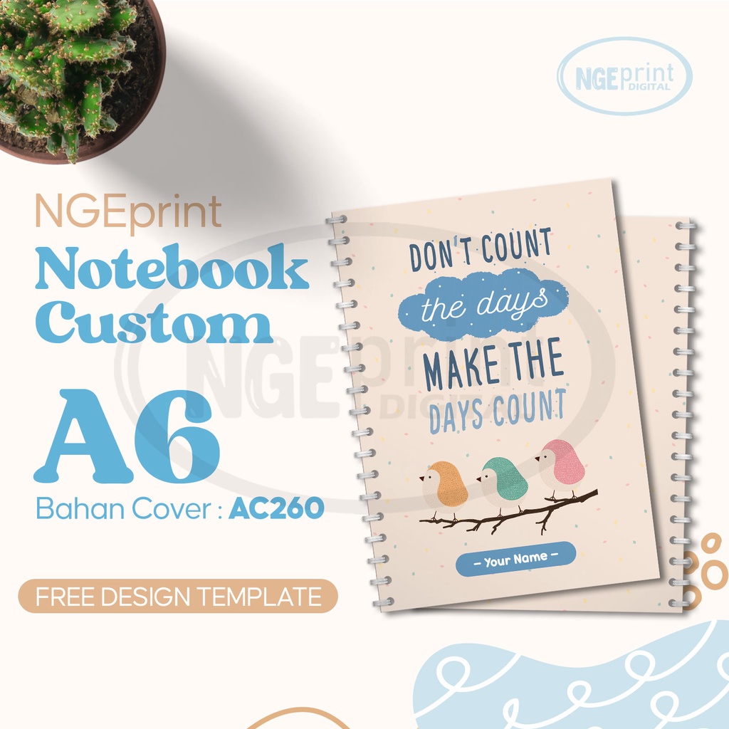 Jual Notebook A6 Spiral Custom [FREE DESIGN] / Block Note Custom A6 ...