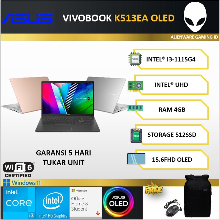 Jual Asus Vivobook Ultra 15 K513ea Oled I3 1115g4 4gb 512ssd W11ohs 156fhd Shopee Indonesia 