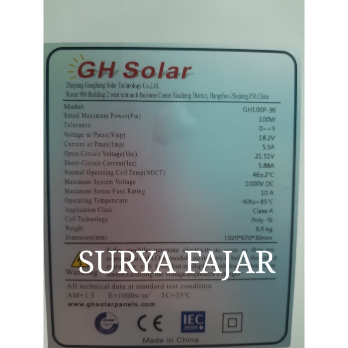 Jual Solar Panel Solar Cell Panel Surya 100wp Poly 100 Wp ...