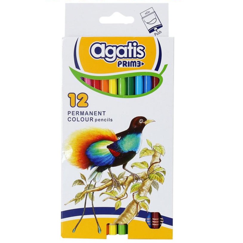 Jual Pensil Warna AGATIS PRIME Permanent Color 12 Warna Panjang ...