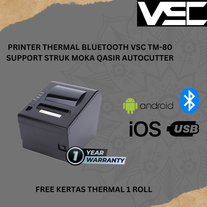 Jual Printer Thermal Bluetooth Vsc Tm Support Struk Moka Qasir Autocut Shopee Indonesia