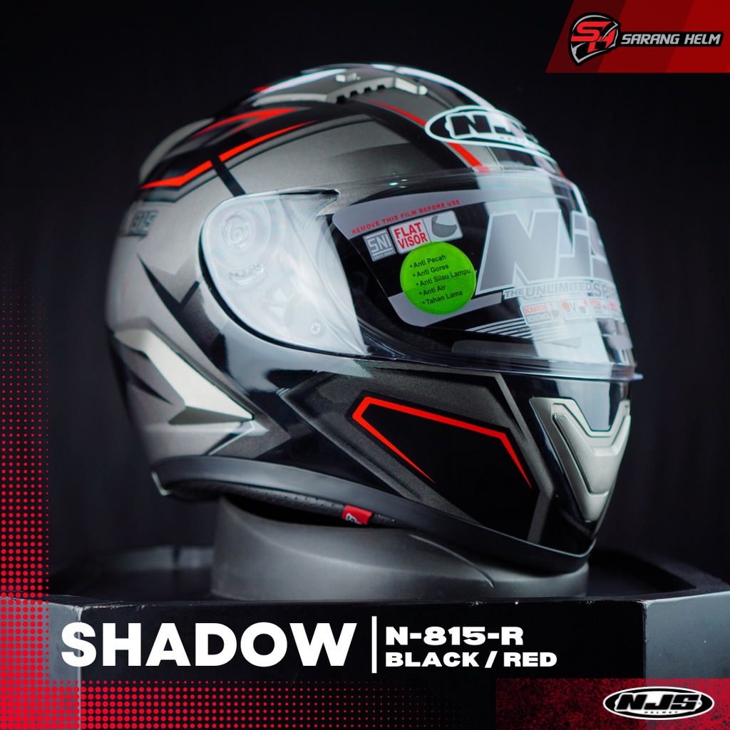 Jual NJS Shadow N-815R (FREE FLAT VISOR - Helm Full Face | Shadow ...