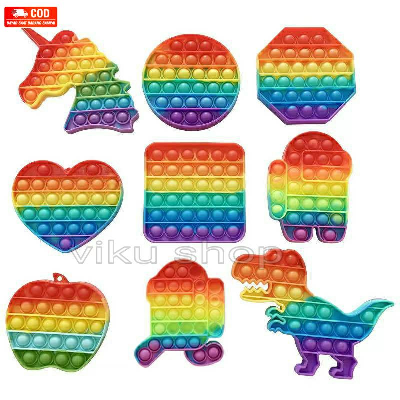 Jual Mainan Anak Pop It Popit Pop Its Square rainbow multicolor Fidget Toy Push bubble Shopee