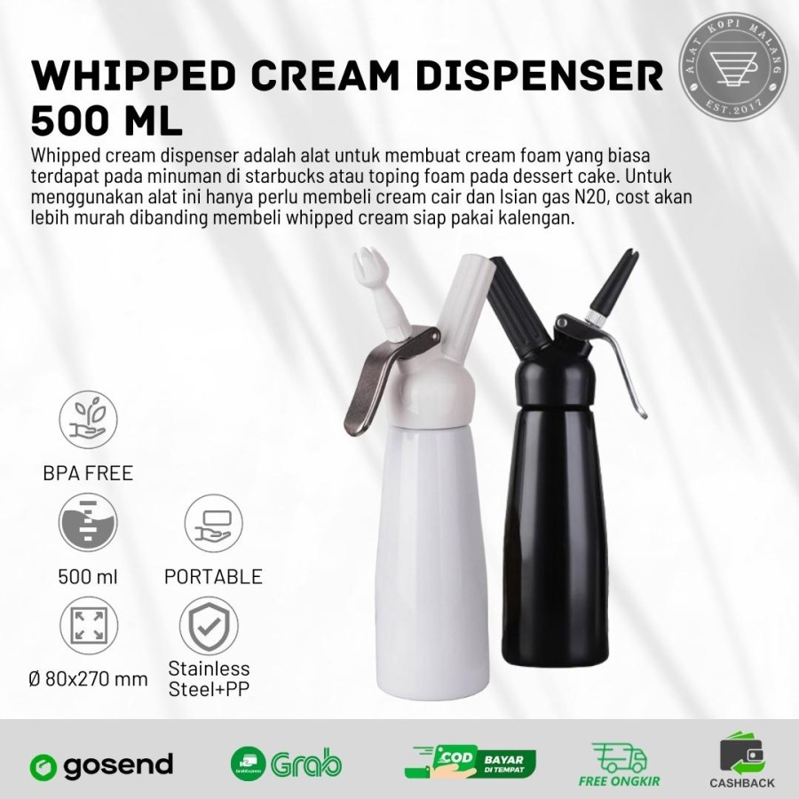 Jual Whipping Cream Dispenser/ Dispenser Whipped cream 500 ml Shopee