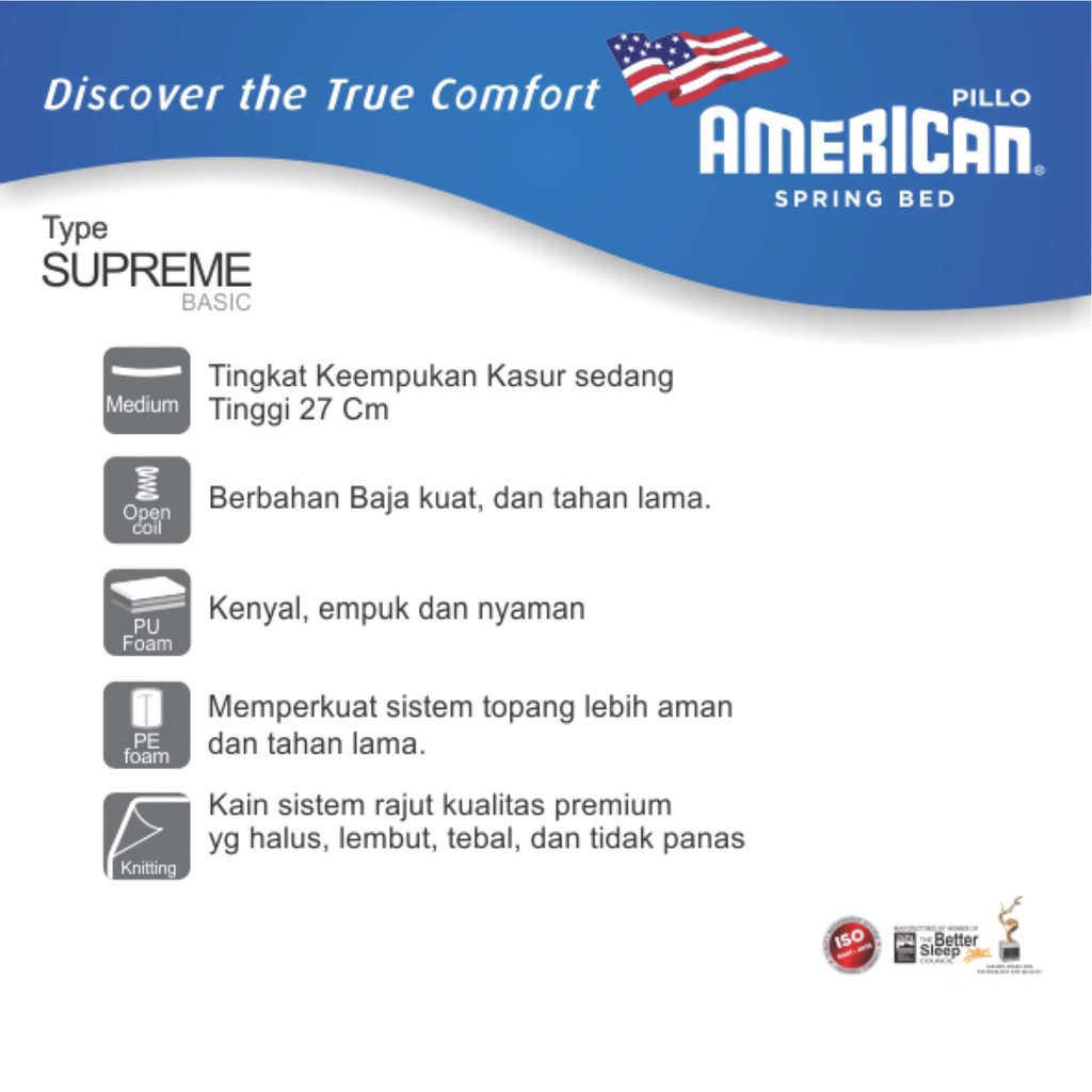 Jual Springbed 180x200 [American Pillo] Type Supreme | Shopee Indonesia