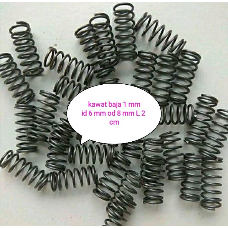 Jual Per Tekan Kawat Baja 1 Mm Id 6 Mm Od 8 Mm Panjang 2 Cm - Foto 8
