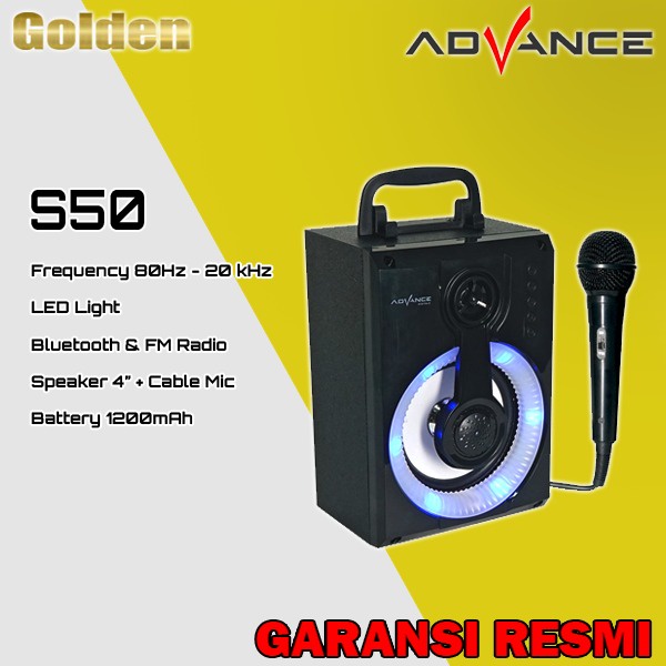 Jual ADVANCE S50 / S50 Speaker Portable Bluetooth + Mic Karoeke 4 inch