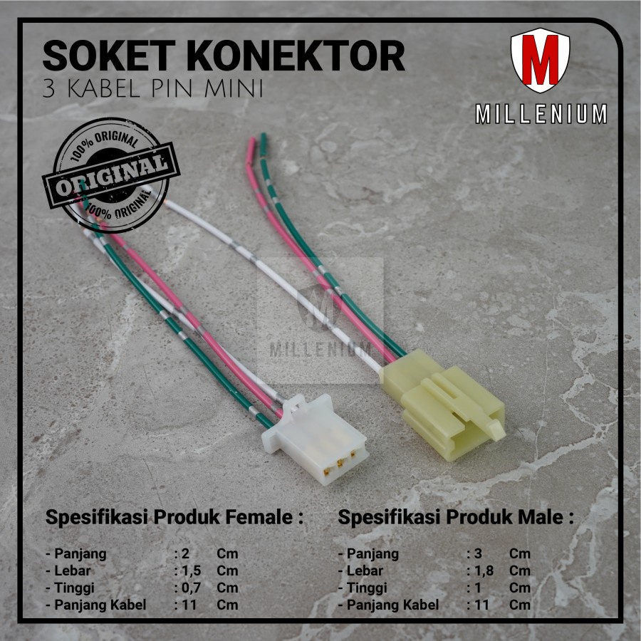 Jual Soket Sambung 3 Pin Kecil / Mini Socket Kabel Konektor Mobil Motor ...