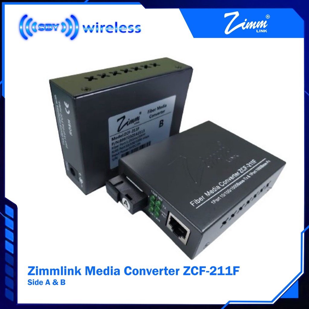 Jual Media Converter ZCF-211F Zimmlink Fiber Optic , AB Sepasang, WDM ...