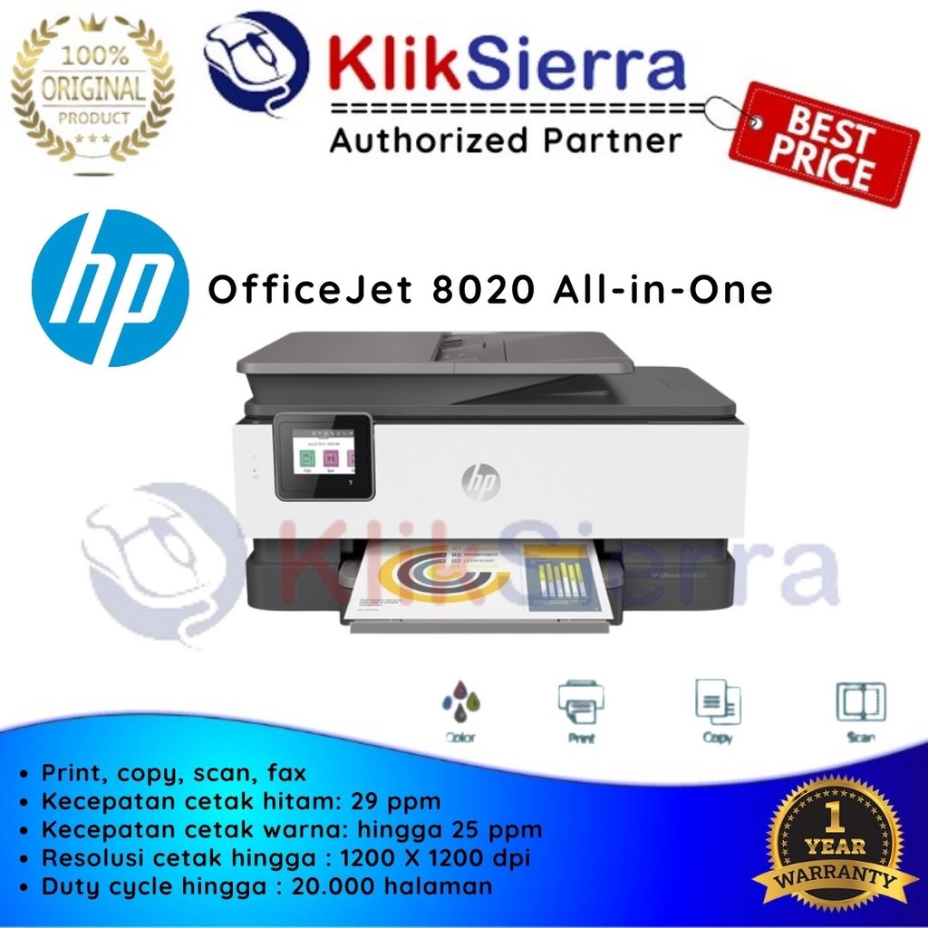 Jual HP OfficeJet Pro 8020 Print Scan Copy Fax Printer Wireless