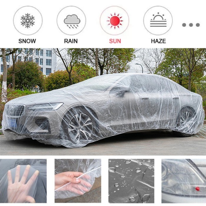Cover Mobil Transparant Waterproof Plastik Bening Clear PE Car Cover
