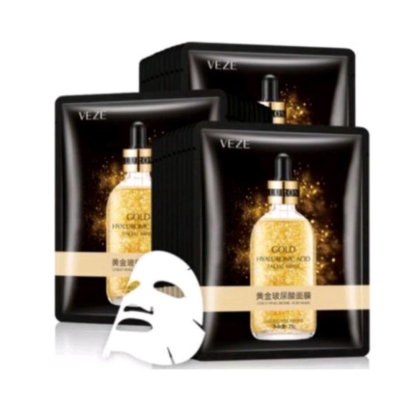 Jual VEZE 24k pure gold hyaluronic acid facial mask//,masker wajah 24K