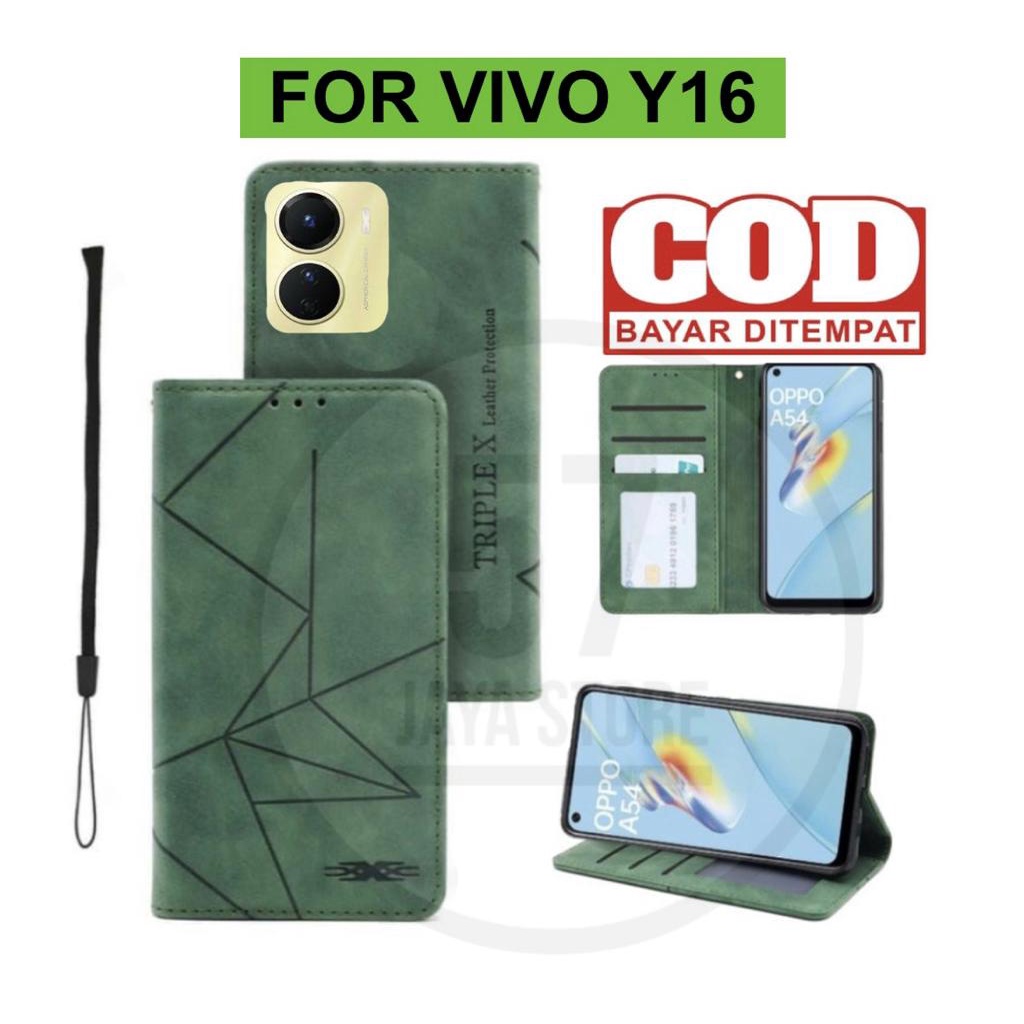 Case Vivo Y16 Premium Quality flip case magnet terbaru leather flip cover  magnet
