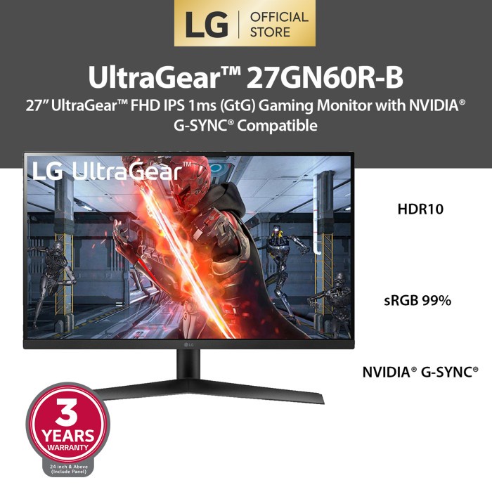 Jual LG UltraGear™ 27GN60R-B 27" FHD IPS 1ms Gaming Monitor NVIDIA® G ...