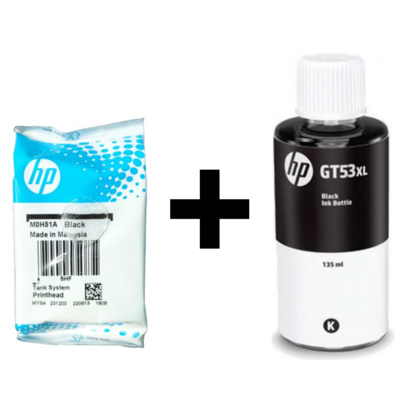 Jual PAKETAN TINTA PRINTHEAD HP MOH51AA BLACK + GT51XL/GT53XL INK