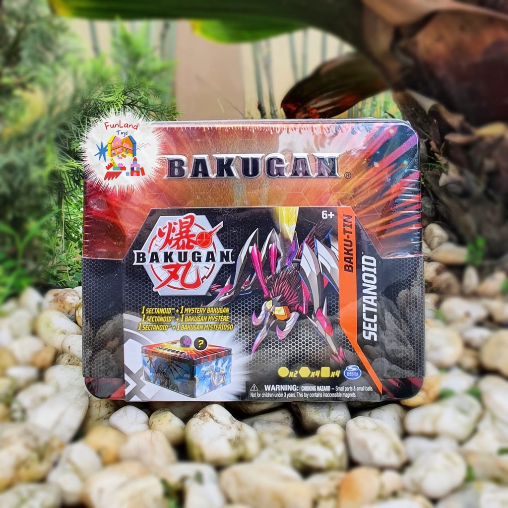 BAKUGAN Caja De Almacenamiento De Metal Baku Tin Con Darkus Sectanoid Exclusivo Y Otra Bola Sorpresa