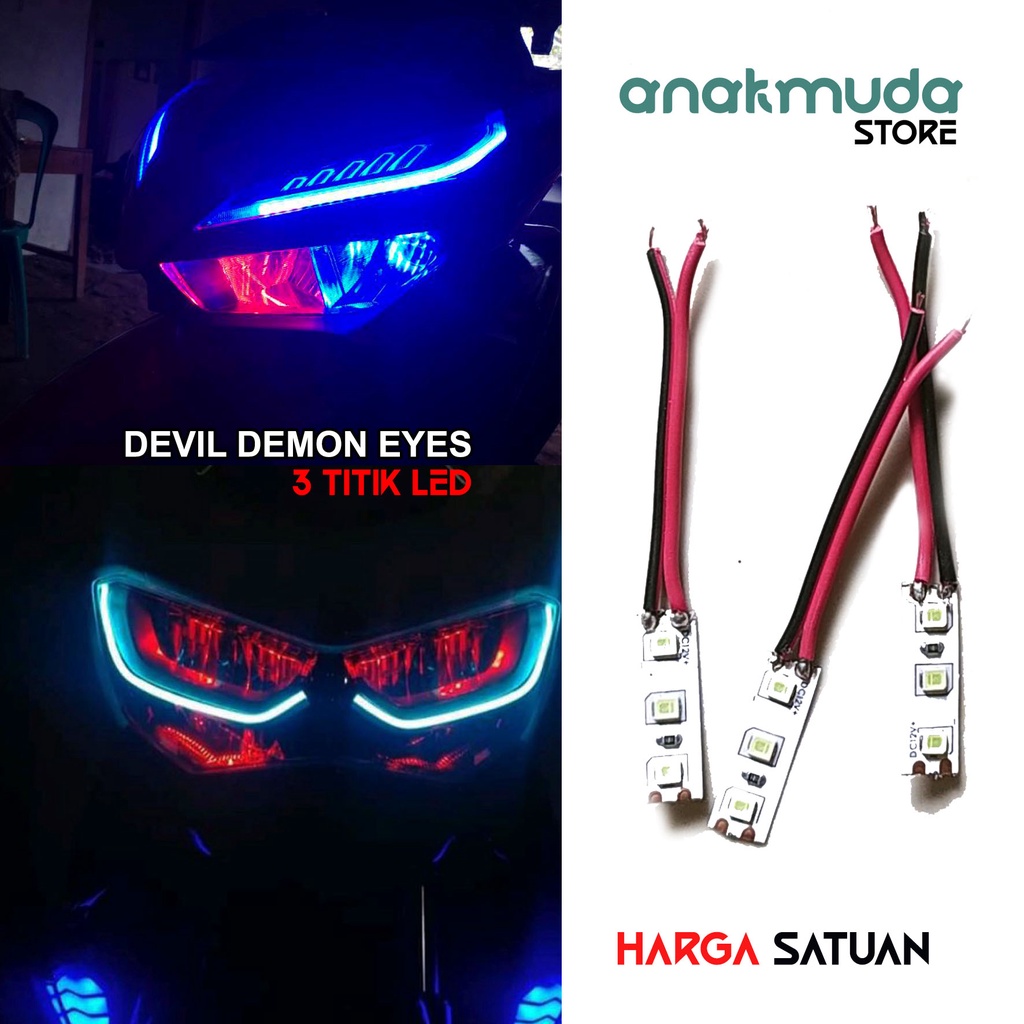 Jual (D03E) Lampu LED Devil Demon Eye Kolong Headlamp Eyes Strip Tempel ...
