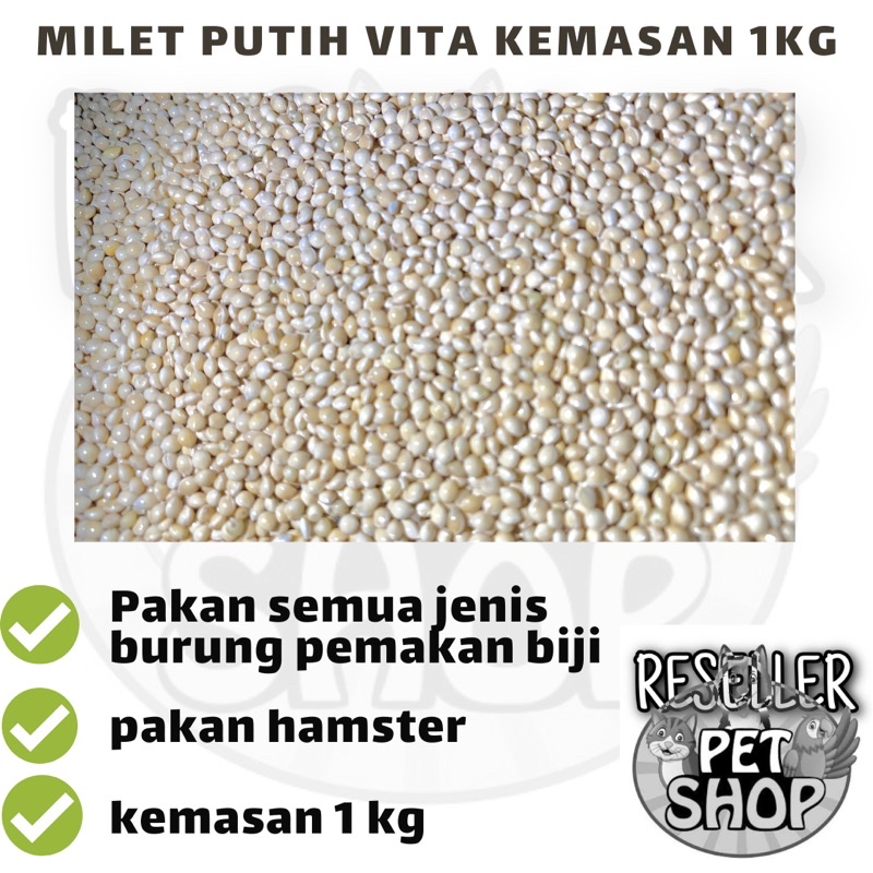 Jual Milet Putih Merk Vita Kualitas Terbaik Kemasan Kg Pakan Lovebird Pakan Parkit Shopee