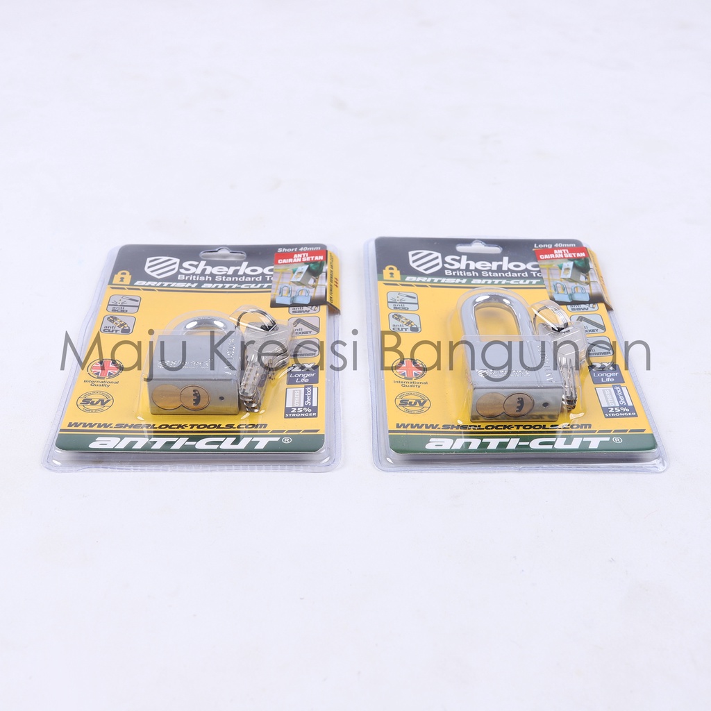 Jual Gembok Sherlock Anti Cut Kuningan Brass 40mm Panjang Pendek Pagar ...