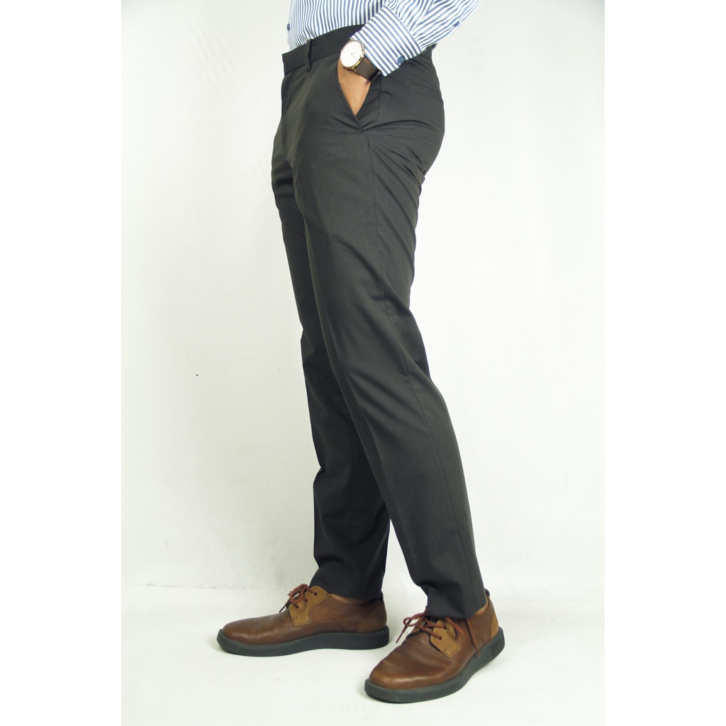 Jual [COD] Celana Pria Formal STANLEY ADAMS Abu Gelap Berserat Slim Fit ...