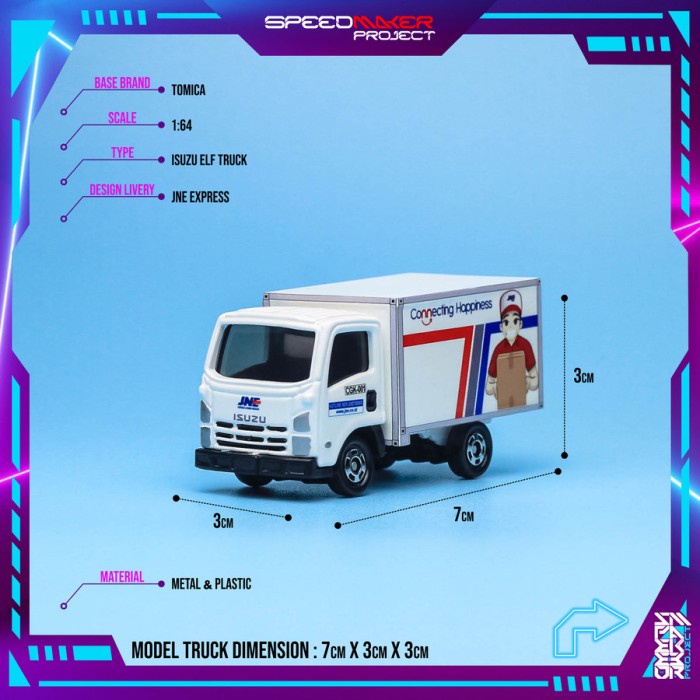 Jual Diecast Custom Isuzu ELF Truck JNE Express Miniatur Truk Box 64 ...