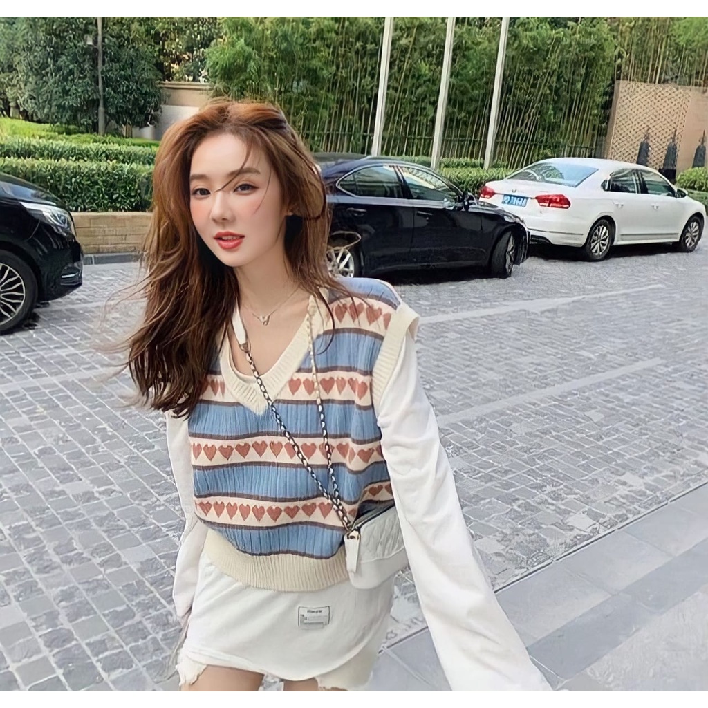 Jual Rompi Style Lovely Vest Wanita Motif Love | Shopee Indonesia