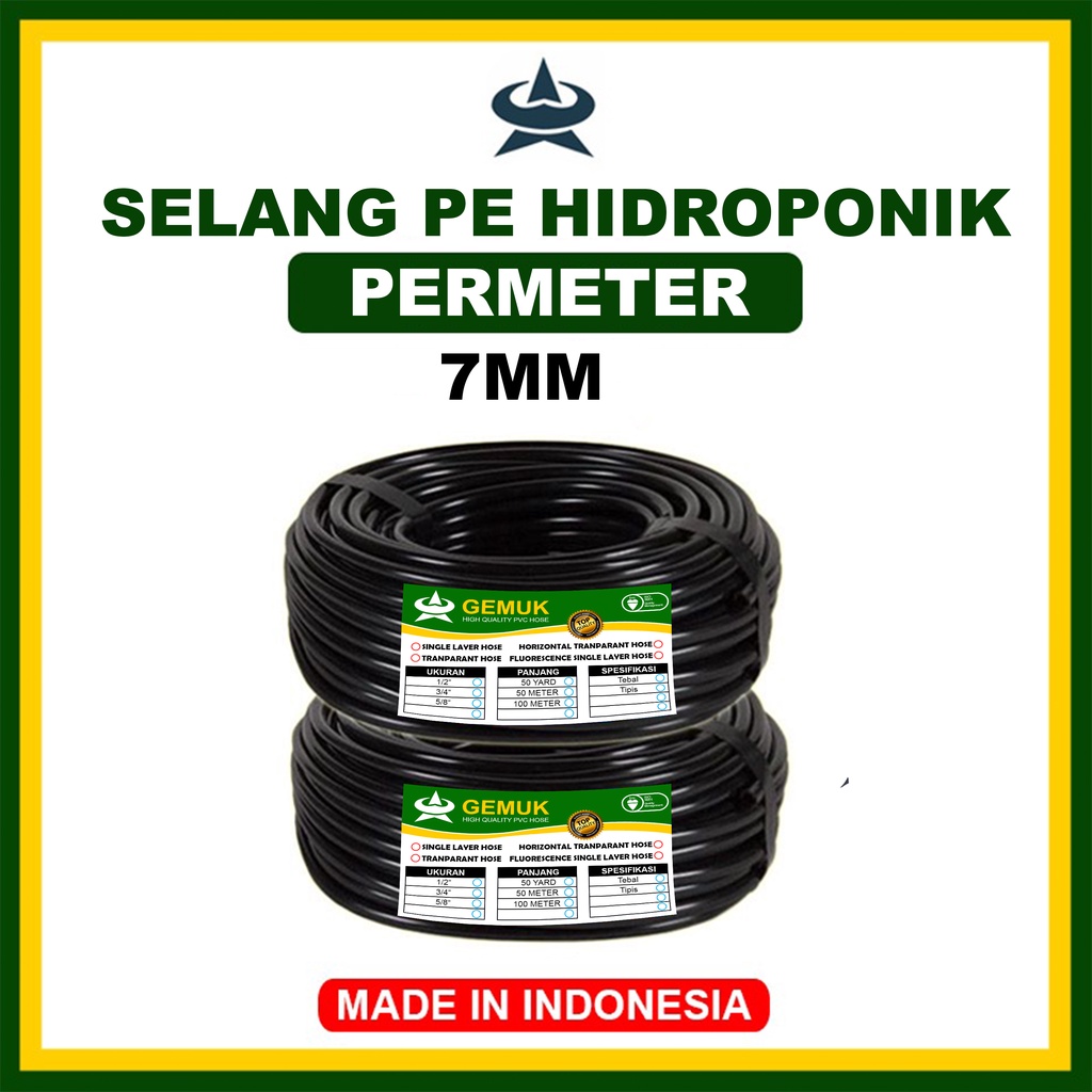 GEMUK Selang PE 7mm PVC Permeter Selang Air Irigasi Selang Hidroponik Fertigasi Sprayer Misting HDPE Selang Perairan Taman Kebun