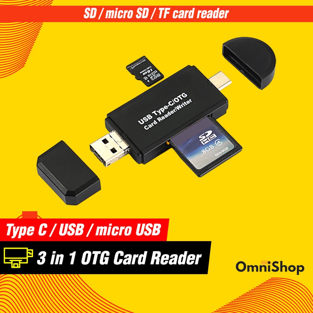 Jual Card Reader OTG Memory SD Micro SD Card Rider USB Micro USB Type C ...