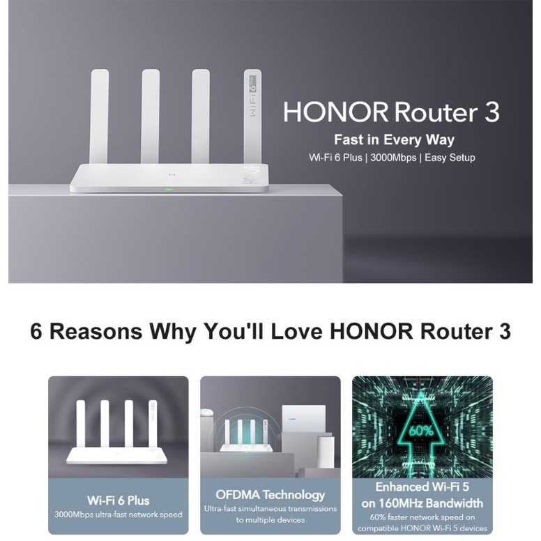 Jual HUAWEI HONOR ROUTER 3 MESH Dual-Core WIFI 6+ 3000Mbps XD20 ...