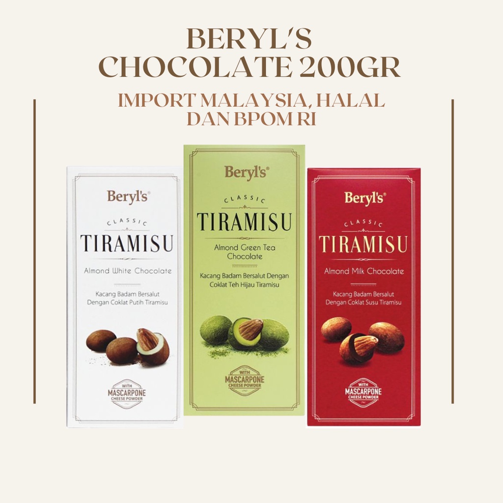 Jual 200gr Beryl S Tiramisu Chocolate Almond Coklat Almond Beryls Import Malaysia Halal Bpom 4295