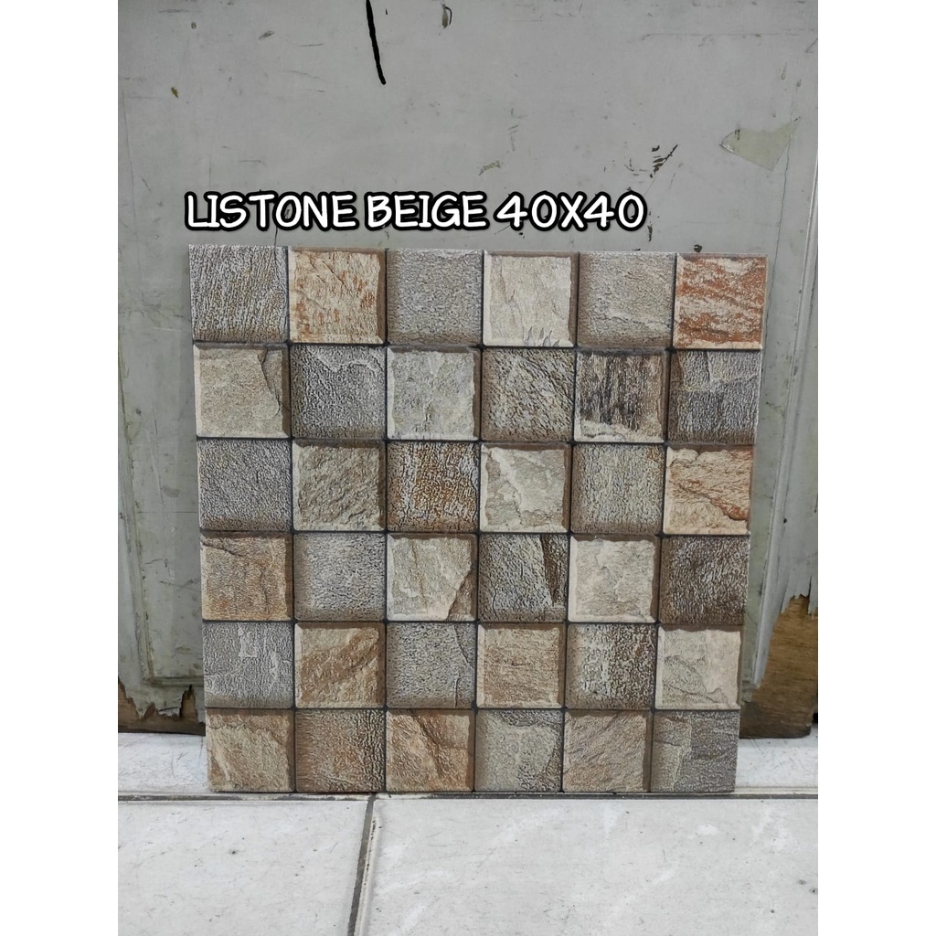 Jual Keramik Mulia 40x40 Listone Beige Kasar Shopee Indonesia