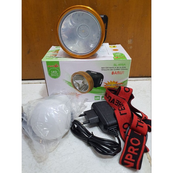 Jual Senter kepala Sunpro Sl 909a 10w cahaya kuning | Shopee Indonesia
