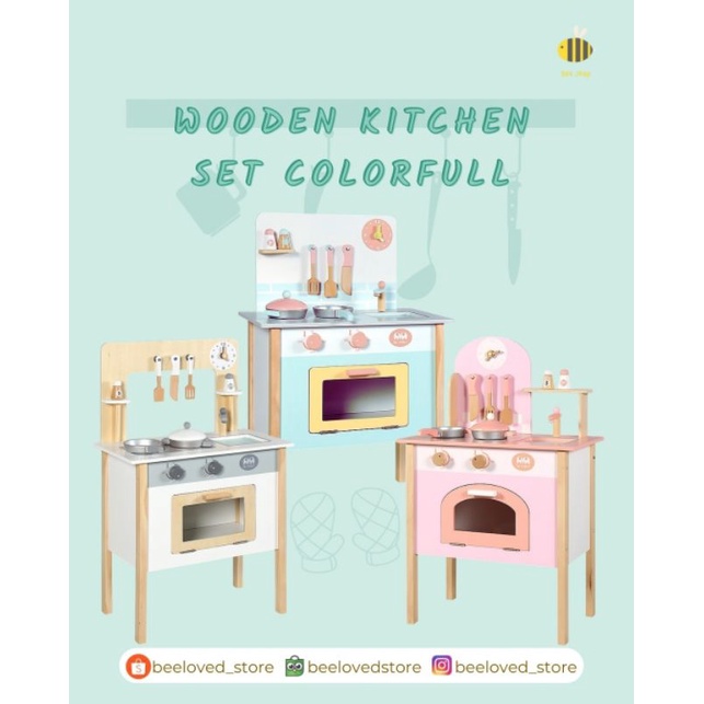 Jual Wooden Kitchen set Colorfull - ada 3 varian - mainan masak masakan ...