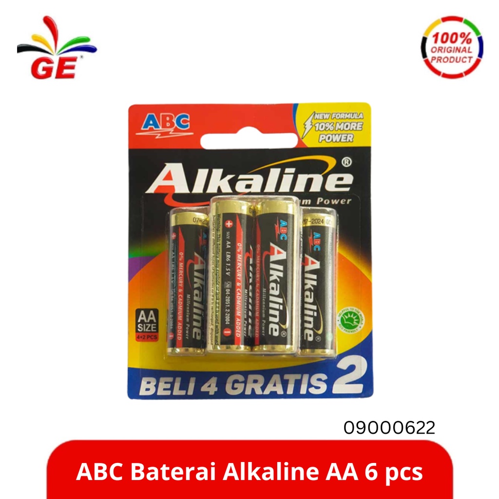 Jual ABC - Baterai Alkaline AA 6 pcs 09000622 | Shopee Indonesia